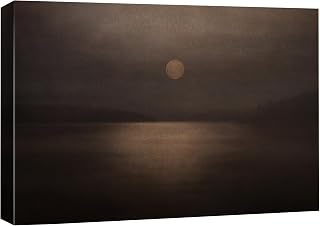 MUDECOR Large Canvas Print Wall Art Minimalist Moonlit Landscape Dark Night Sky and Soft Moon Reflection Illustrations Modern Art Decorative for Living Room, Bedroom, Office - 32"x48" Large Canvas