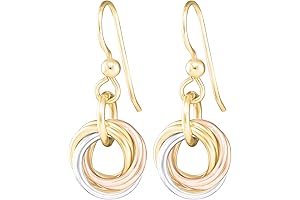 Tricolor Love Knot Dangle Earrings: A Symphony of Gold for Her