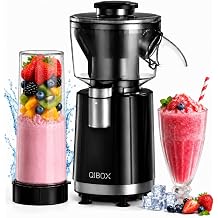 QIBOX Snow Cone Machine &amp; Smoothie Blender 2 in 1, 700W Powerful Shaved Ice Machine Frozen Margarita Machine, Slushine Machine Maker with Stainless Steel Blade, Smoothie Recipe, for Home Kitchen Party