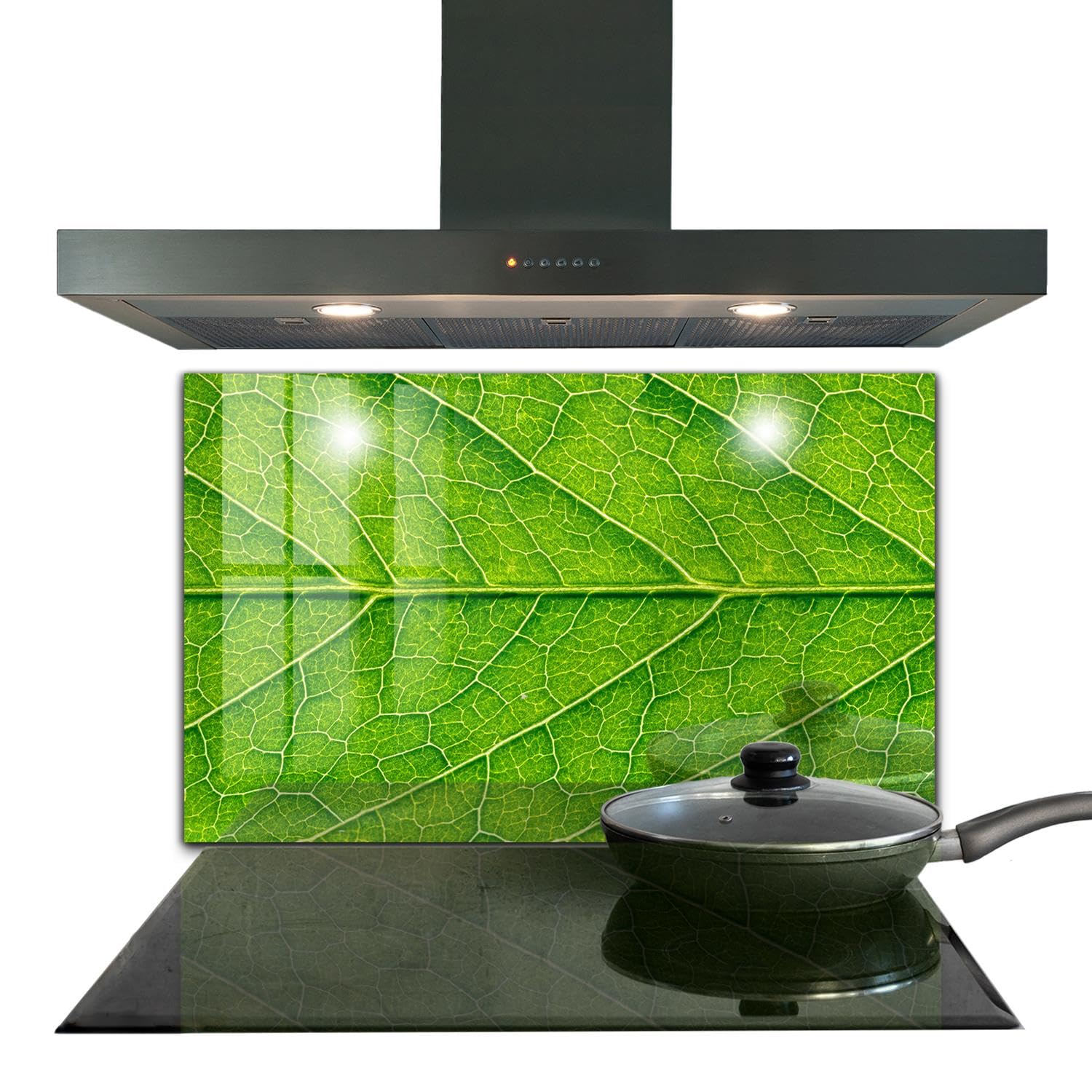 Panneau de cuisine motif feuille délicate Wallfluent verre trempé haut de gamme 100x70