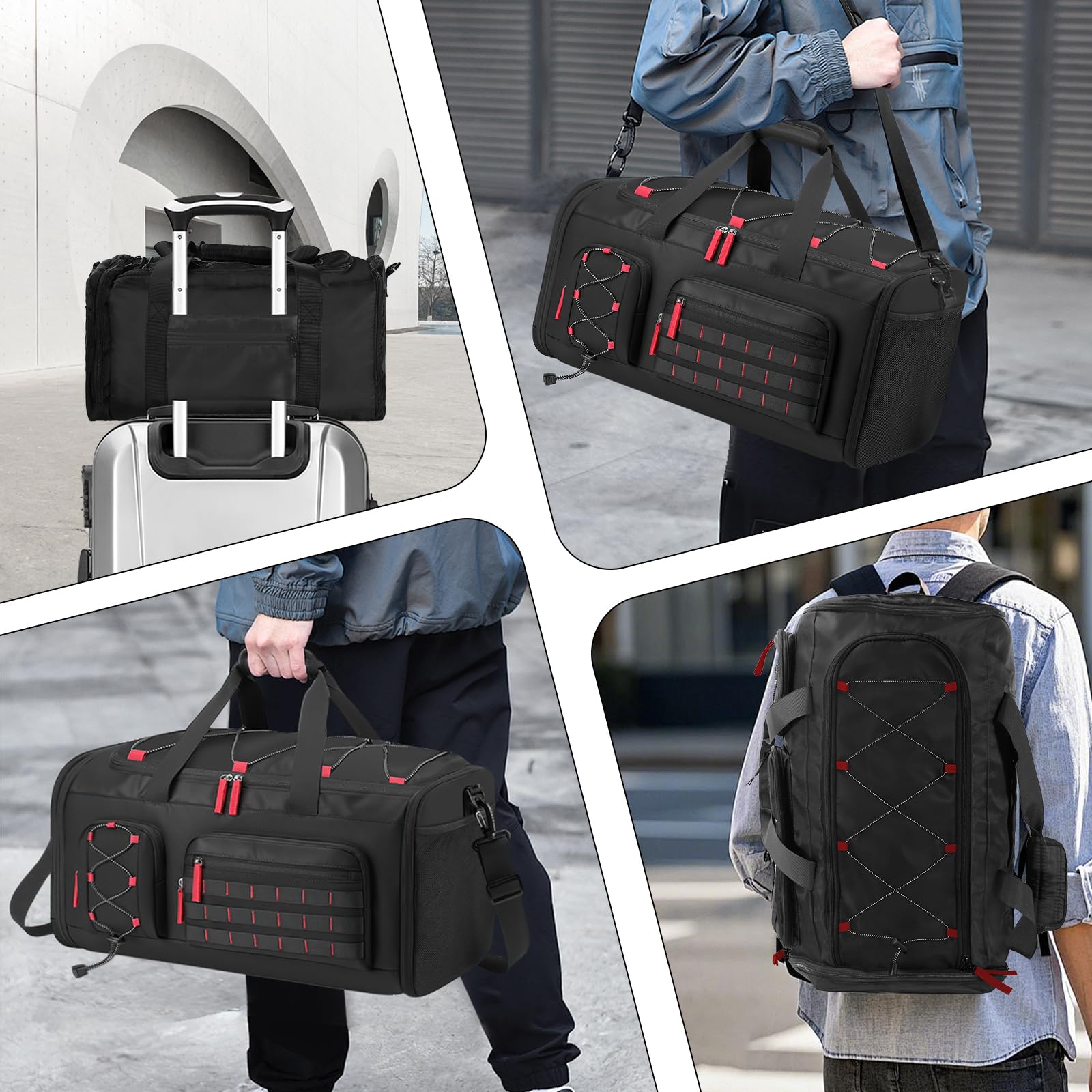 Borsa da Palestra da 35 Litri, Borsone Sportivo, Borsone Da Viaggio Con Scomparto Per Scarpe, Borsa da Viaggio Con Separazione Tra Asciutto E Bagnato E Tasca Impermeabile, Per Uomini E Donne