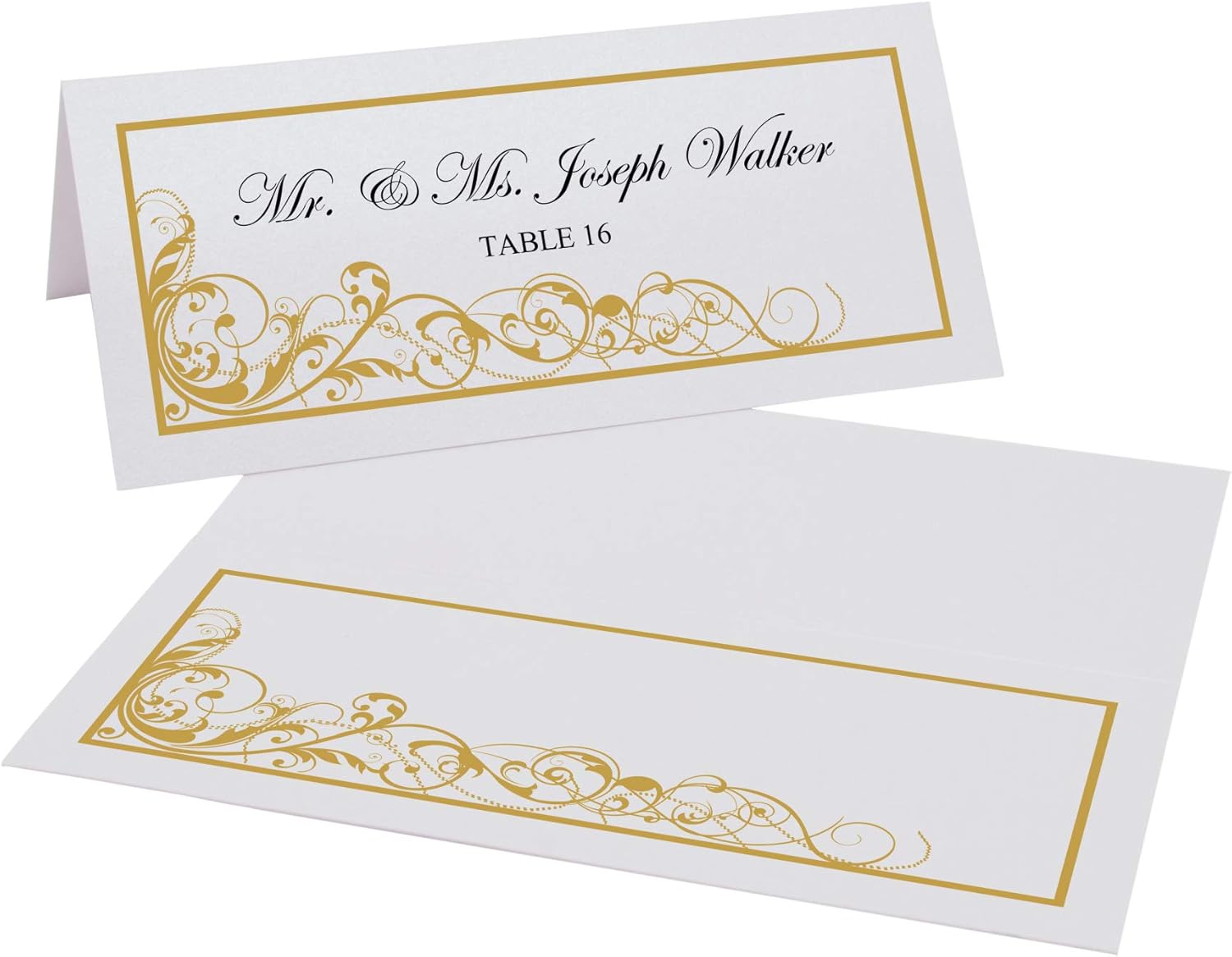 Scribble Vintage Swirl Printable Place Cards, Gold (Choose Color), Set of 60 (10 Sheets), Laser & Inkjet Printers - Wedding, Party, Dinner, and Special Events - Made in the USA
