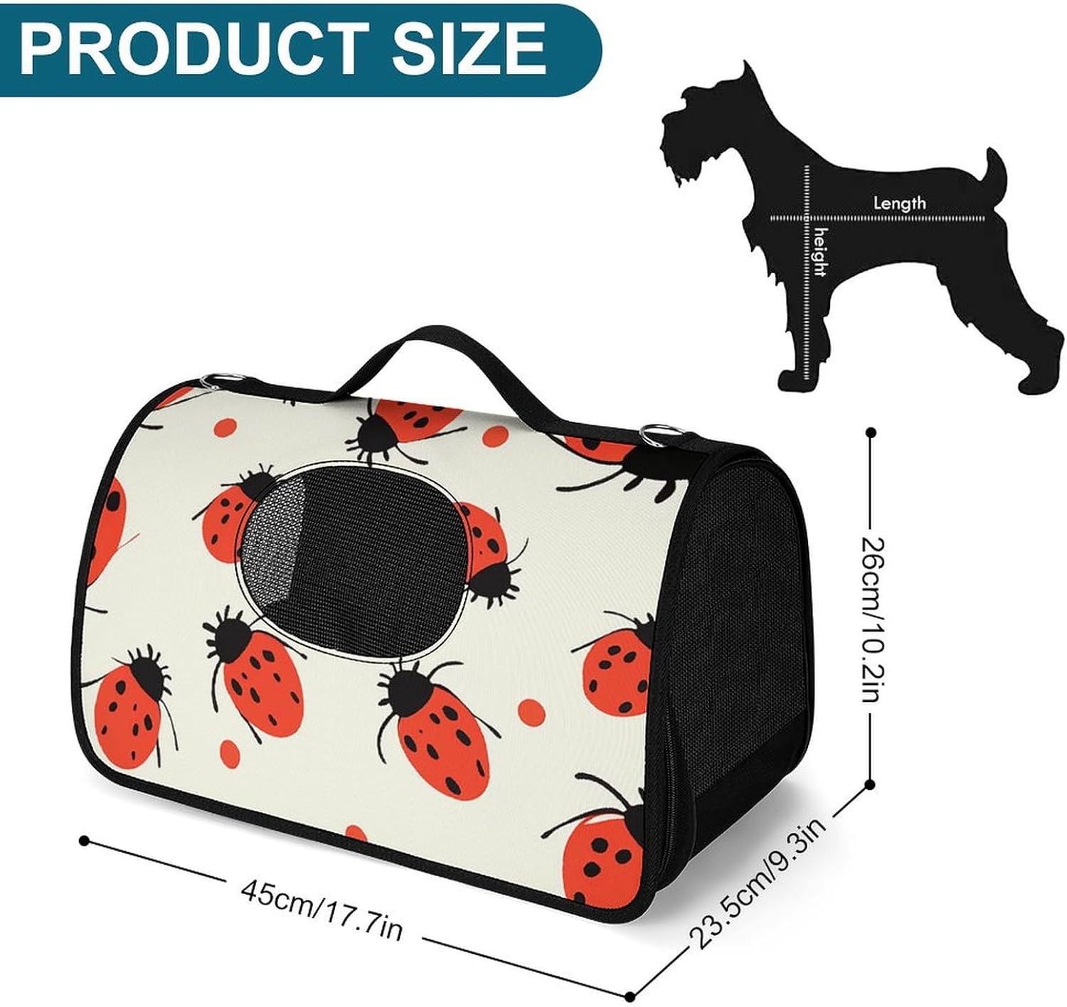 Pet Handbags, Ladybugs Pattern Printed Pet Handbags,folding Pet Bags,new Pet Handbags,universal Pet Handbags, 45X26X23.5cm