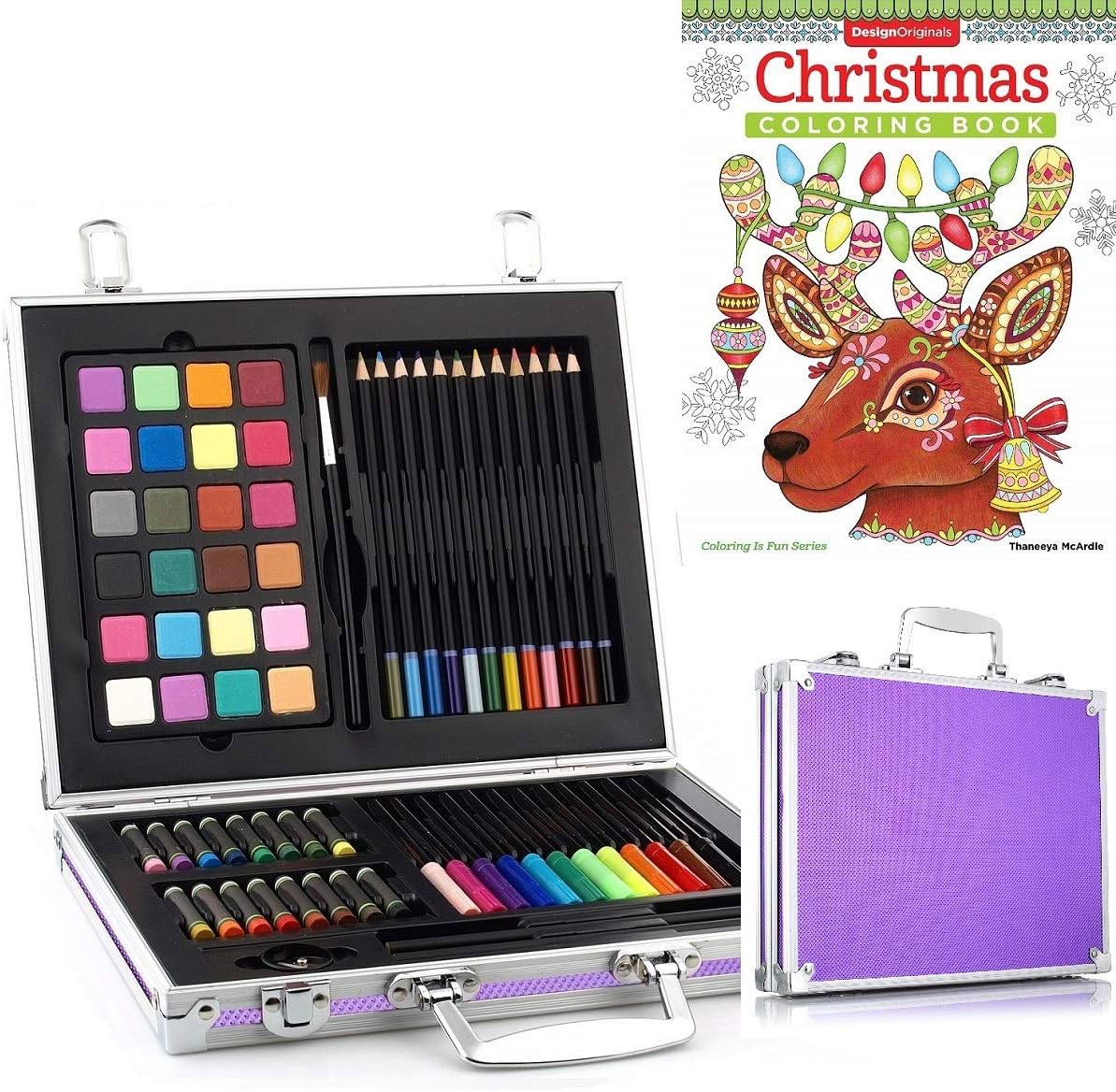 Gallery Studio - 69 Piece Deluxe Art Supplies Set in Purple Aluminum Case - (Quality Mediums Guaranteed)