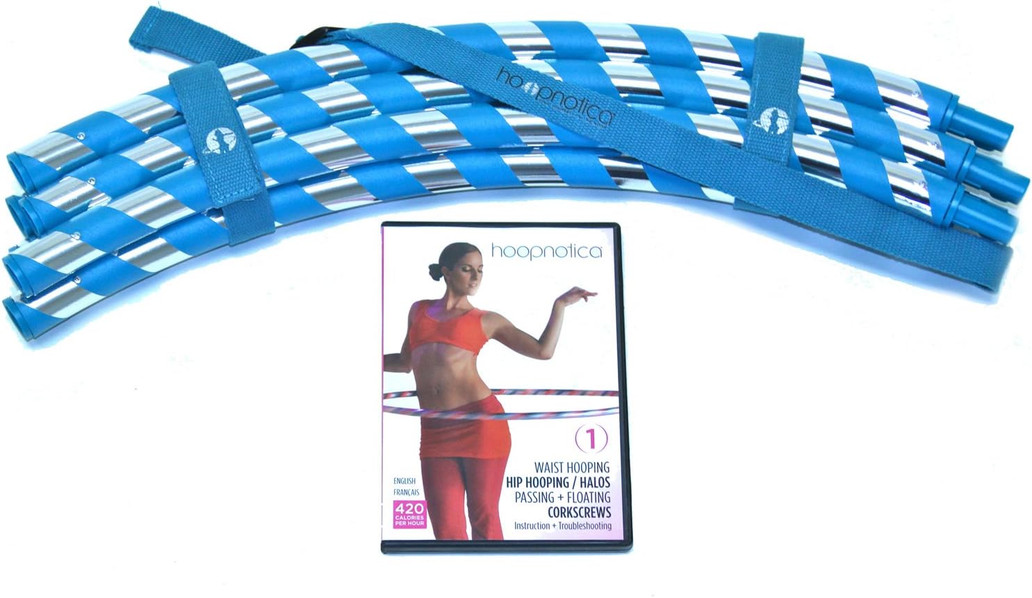 Hoopnotica Fitness Travel Hoop Combo Kit (incl. Weighted Hula Hoop, Carry Strap, Level 1 Hoopdance DVD)