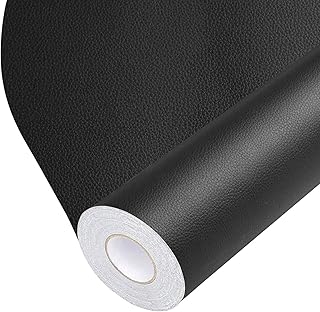 Leather Repair Tape Self-Adhesive Leather Repair Patch for Couch Furniture Sofas Car Seats Advanced PU Vinyl Leather Repair Kit (Black, 17X79 inch)