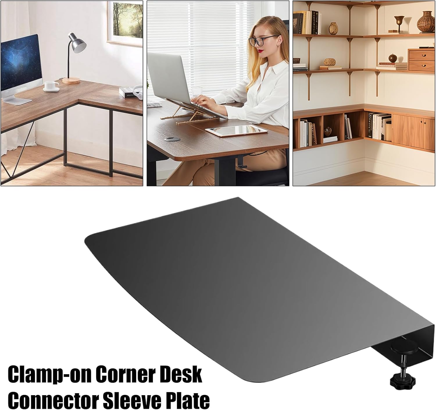 デスクコーナーエクステンダー - コーナーデスクマット | クランプオンデスクアタッチメント | 延長アダプターオーガナイザーホルダ