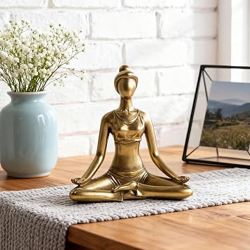 Yoga Statue Meditation Zen Decor - Yoga Statues for Home Decor,Small Yoga Figurines for Spiritual Room Decorations,Shelf Decor Accents Gold Color