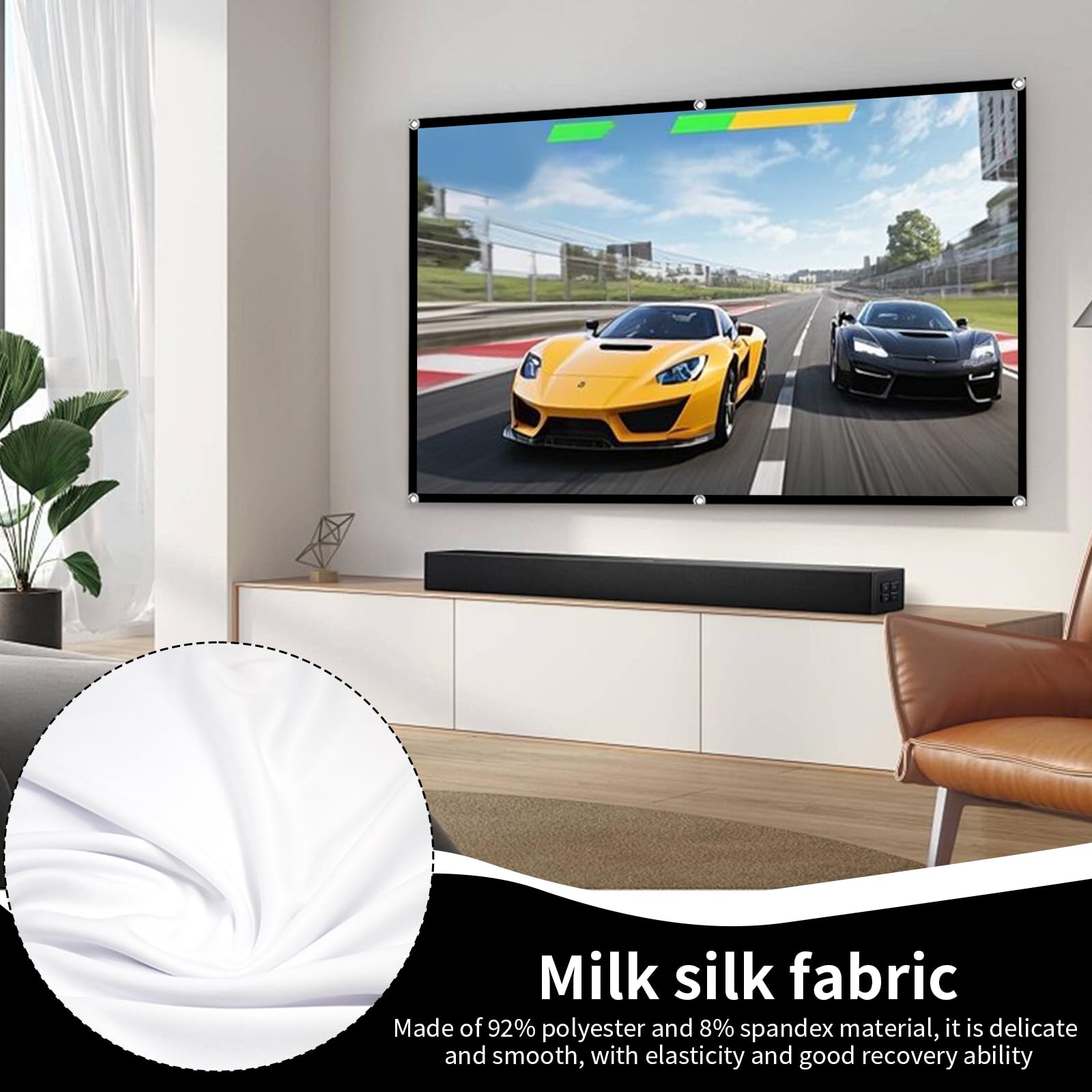 Ekran do rzutnika 254 cm (100"), 16:9 HD, ekran do rzutnika, przenośny, składany, projektorowy, na zewnątrz, grubszy i odporny na zagniecenia, do biura, szkoły, kina domowego, spotkań, kempingu