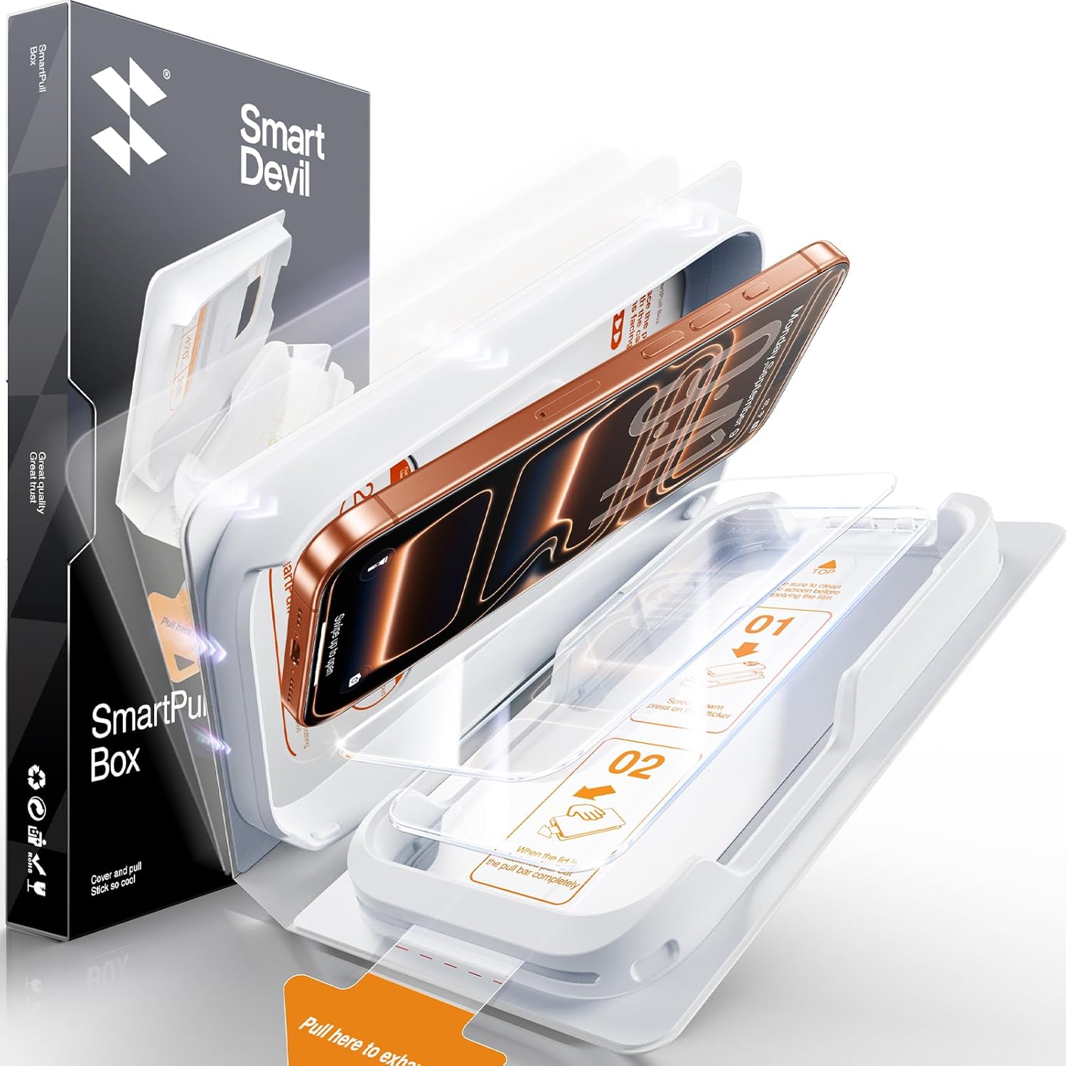 SMARTDEVIL 2 Pack for iPhone 17 Pro Max Screen Protector Tempered Glass, HD Clear Film, Easy Installation, Dust-Free Box SMARTDEVIL 2 Pack for iPhone 17 Pro Max Screen Protector Tempered Glass, HD Clear Film, Easy Installation, Dust-Free Box