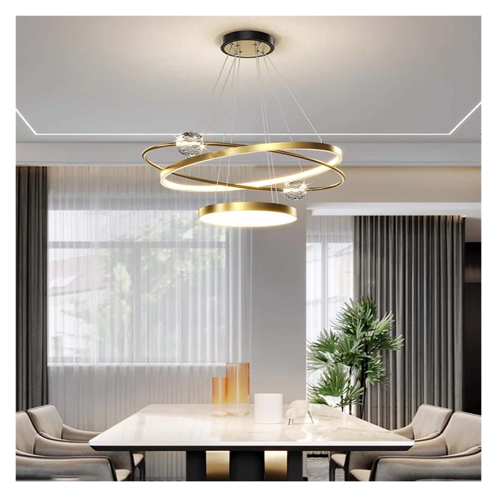 Plafonnier suspendu LED anneau moderne or 60cm - Luminaire intérieur design pour salon et chambre