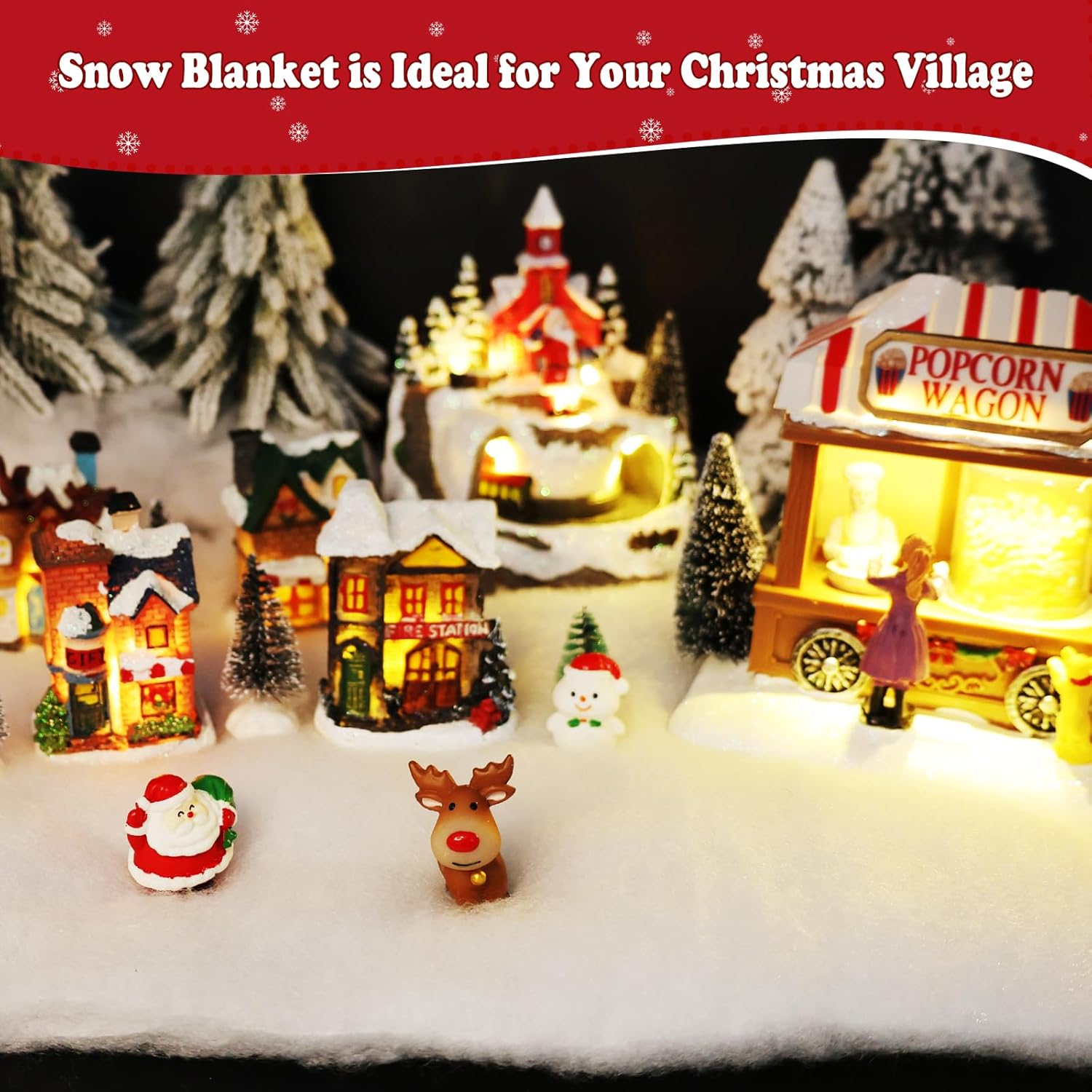 Christmas Fake Snow Blanket, 7.8 x 2.6ft Fluffy Artificial Snow Blanket, Faux Snow Blanket Roll Outdoor Indoor Decorations for Christmas Village, Christmas Tree, Table Runner, Photo Backdrop, Winter