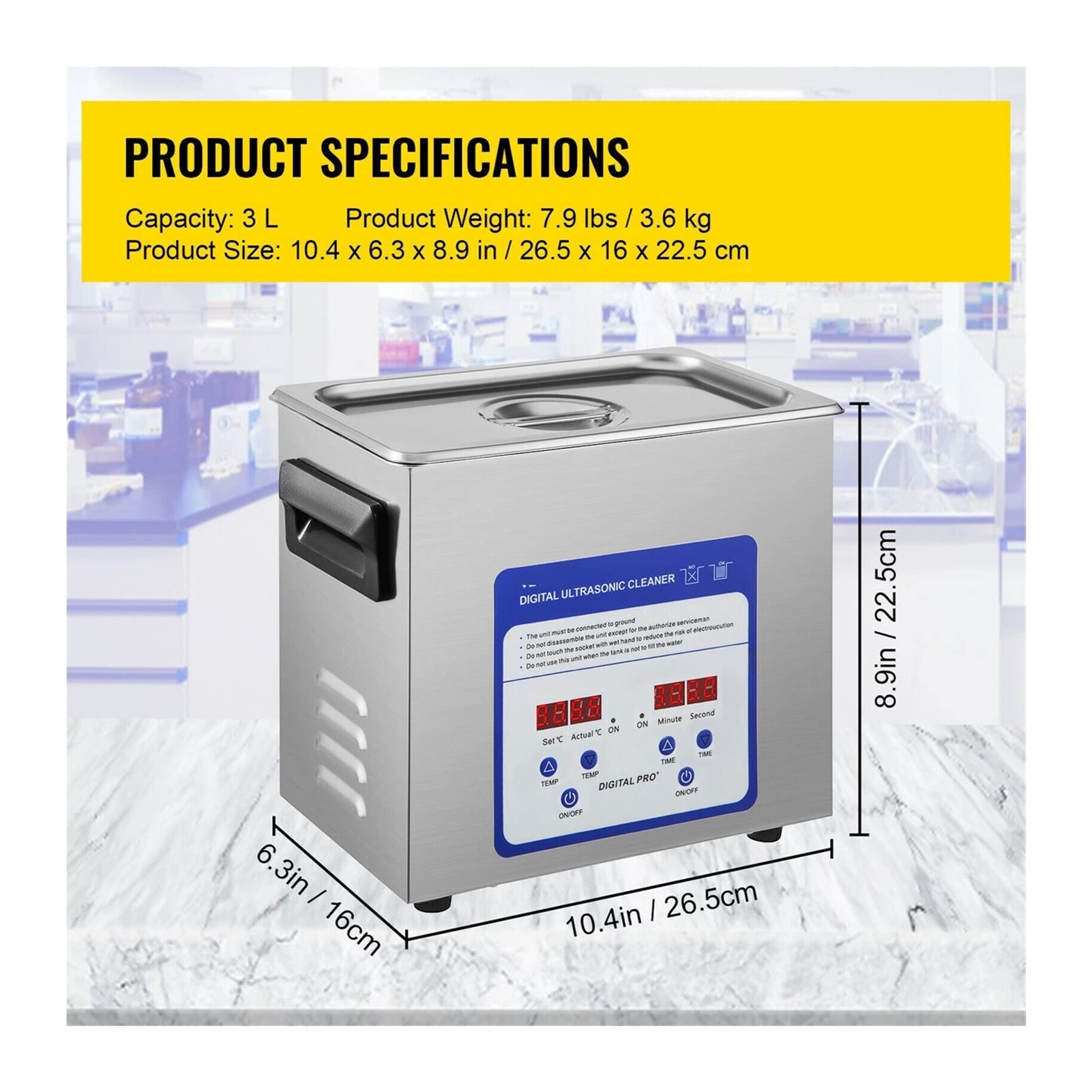 Dispositivo Limpiador ultrasónico 2L 3L 6L 10L 15L 22L 30L Limpiador ultrasónico 316 Mini de Acero Inoxidable Mini-Dishes Lavadora portátil Electrodomésticos(3L)