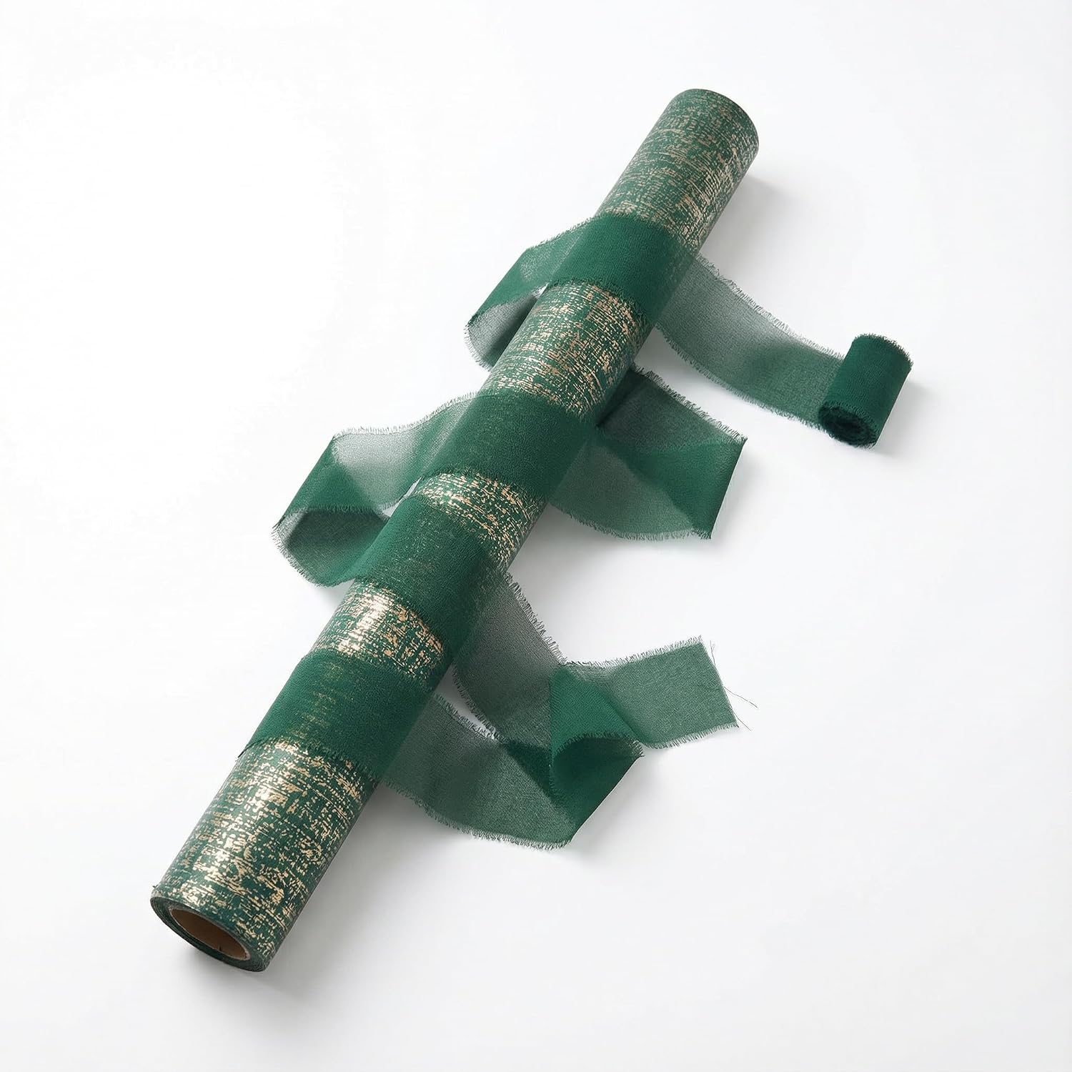 Zoyzoygo Dark Green Floral Wrapping Paper 17 in x 9.84 ft and Ribbon Set image 2