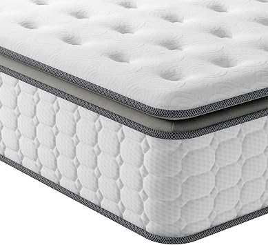 Vesgantti 4FT6 Double Mattress, 10.6 Inch Pocket Sprung Mattress Double with Breathable Foam and Individually Pocket Spring - Medium, Upgraded Pillow Top Collection
