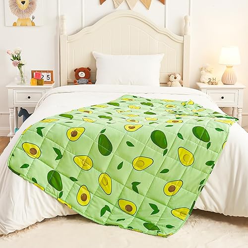 Vista 3 de yescool - Manta con peso de 5 libras, manta de regazo con peso refrescante de aguacates verdes para dormir, manta con peso transpirable, regalo