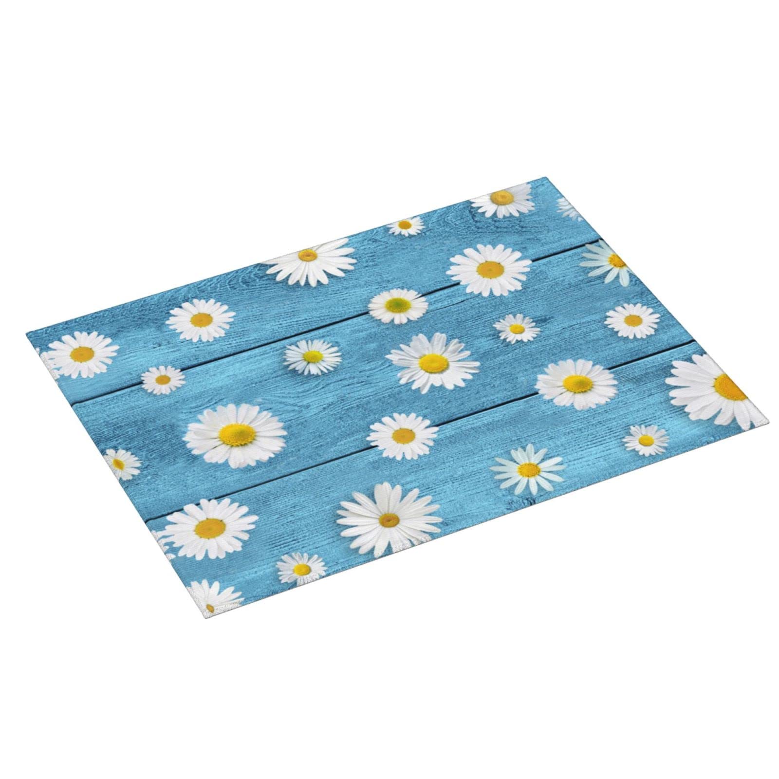 Stokrotki na vintage niebieskie drewno maty do suszenia naczyń na blat kuchenny mikrofibra chłonna mata do naczyń Xl odwracalne maty suszące na blat 45 cm x 61 cm