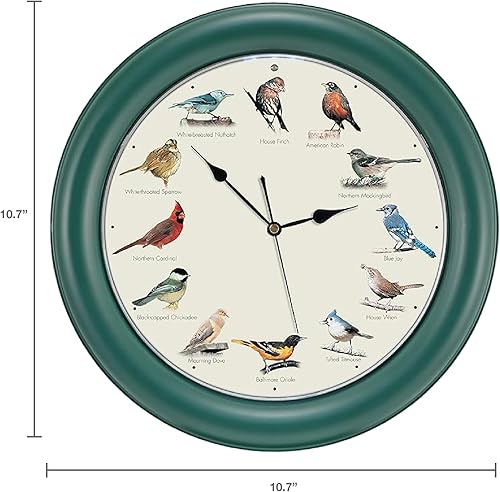 Miniatura 2 de Mark Feldstein, The Original Singing Bird Clock, 10.7 pulgadas, verde