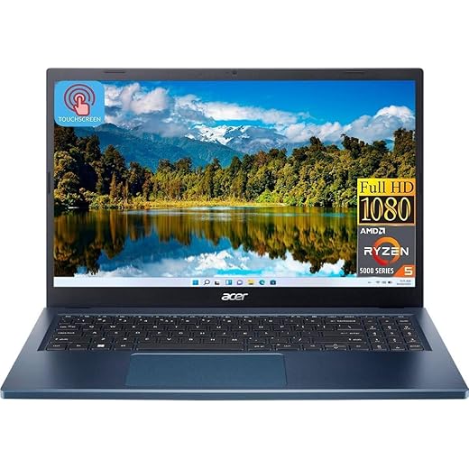 acer Aspire 3 15.6"" Full HD IPS Touch Display Laptop | AMD Ryzen 5 7520U (Beat i7-1165G7)| 8GB RAM DDR5 | 512GB SSD | AMD Radeon Graphics | Windows 11 Home | Bundle with USB 3.0 Hub, Blue