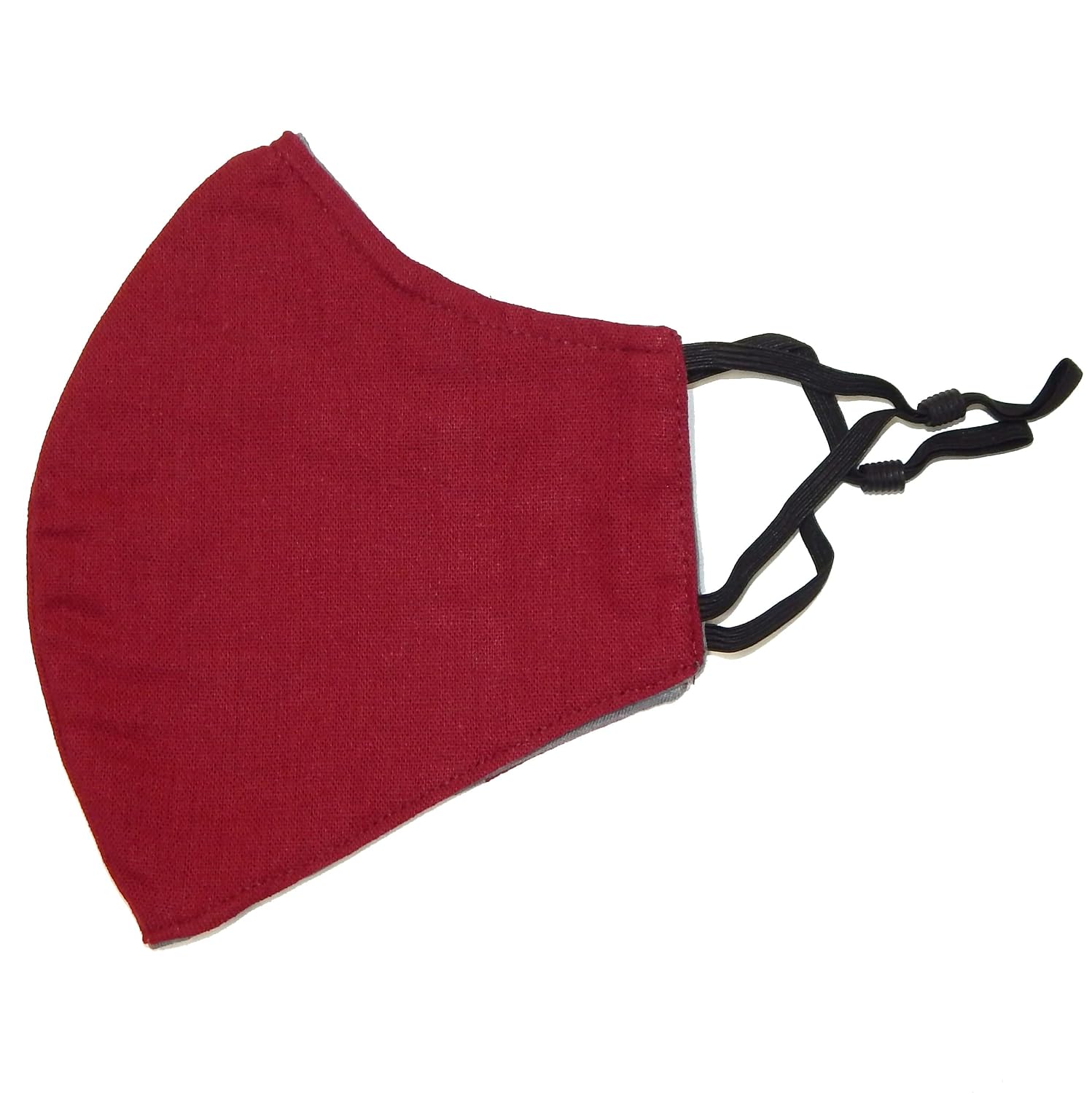 Premium Cut 7" XXL / 6.5" XL / 5.7" L/Extra Large Face Mask Big and Tall 3D 3 Ply for Bearded Men with nose wire Filter Pocket + adjustable ear Made in USA (X-Large, Maroon)