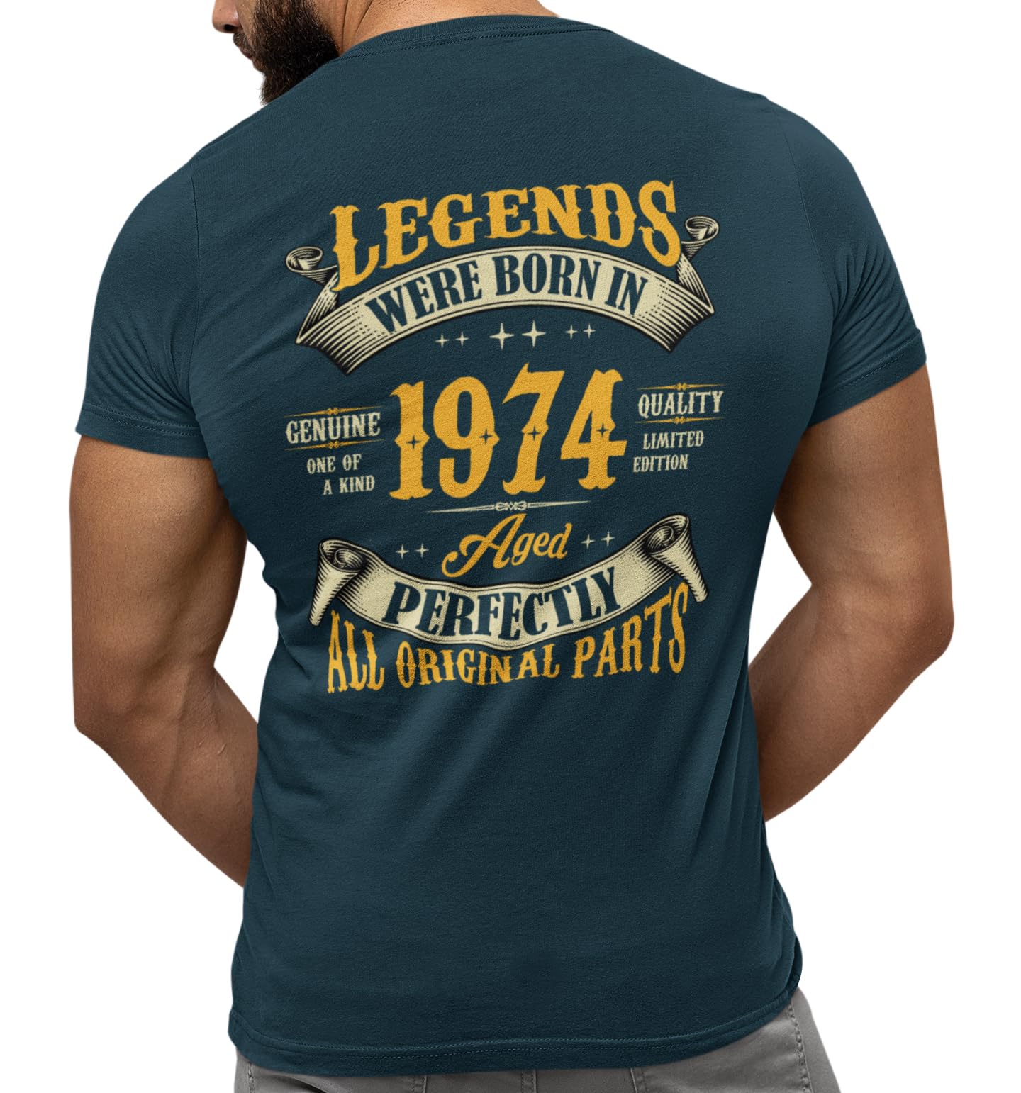 Sweet Gisele50th Birthday Shirt for Men, Legends were Born in 1975, Vintage 50 Years Old T-Shirt, Left Chest & Full Back Print
