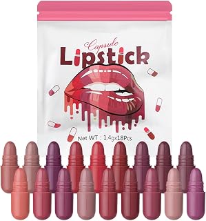 Lipstick Set for Women 18 Different Colors Pill Shaped with Dyeing | Lipstick Pack For Parties, Weddings, Dating, Vacations, Birthday Parties, Balls, Schools, College, Travel