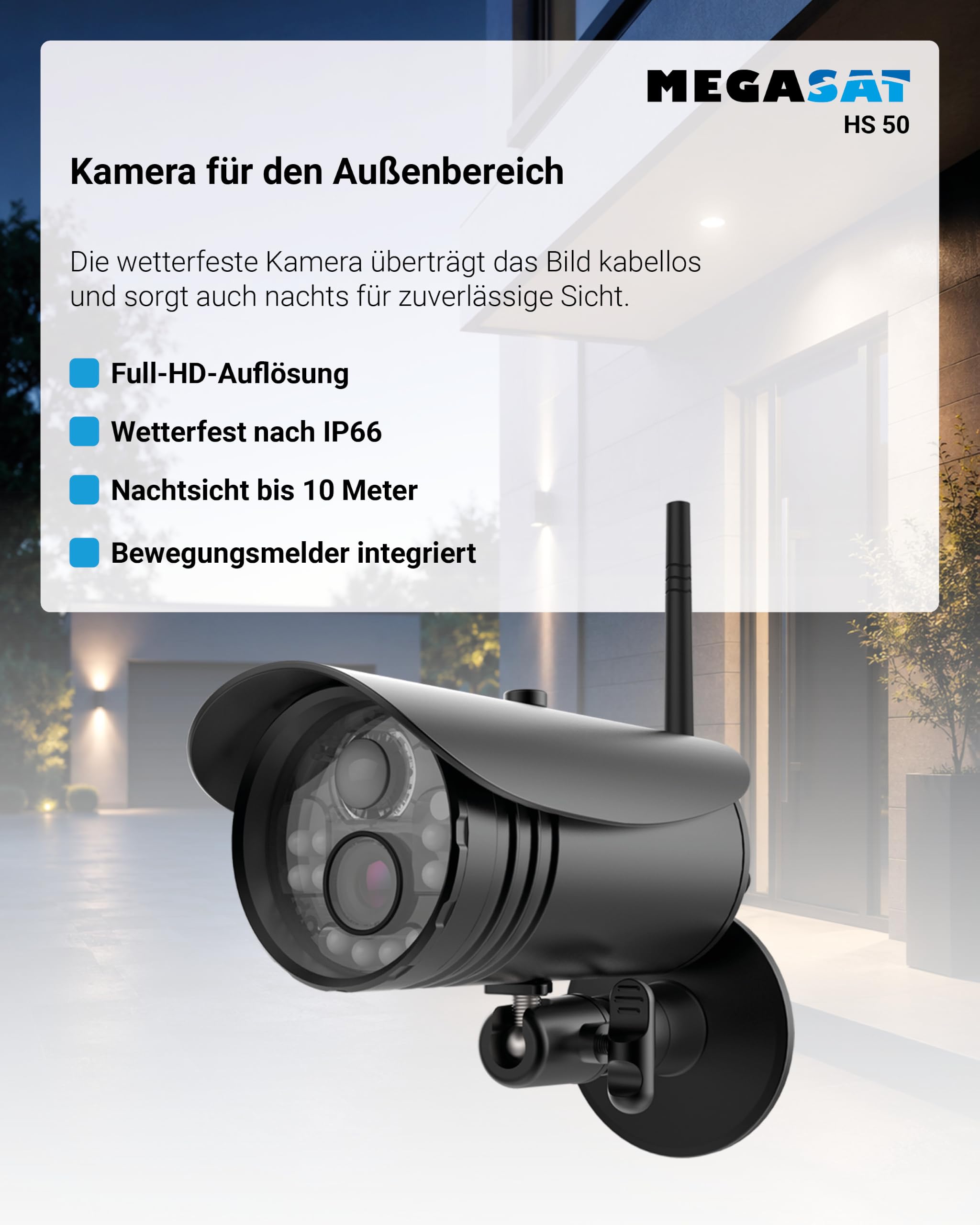 Megasat HS 50 – Zusatzkamera für Set HS 150 – Schwarz