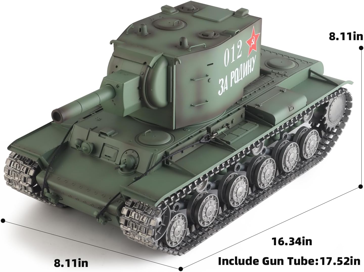 Heng Long Modified Ver. rc Tanks 1/16 Soviet KV-2 Heavy Tank Model 3949(TK7.0 &2.4GHz)(Metal Track)(360°Rotating Turret &7000mah)(Metal Road Wheel &Sprocket Wheel & Idle Wheel)