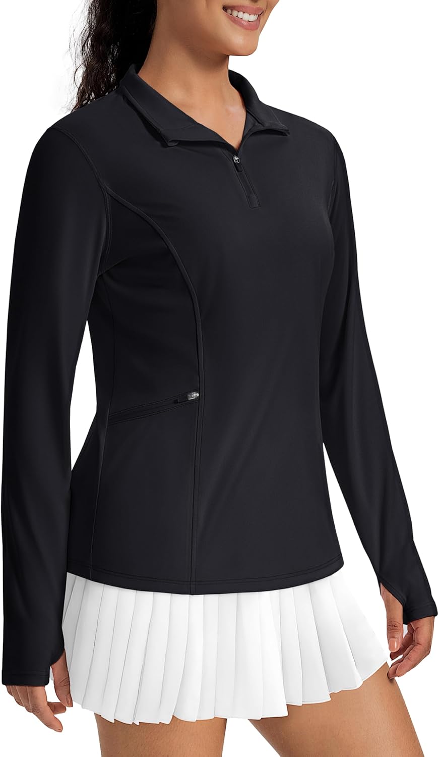 MAGCOMSEN 1/4 Zip Pullover Women Long Sleeve Quarter Zip UPF 50+ Sun Shirts with Pocket Quick Dry Athletic Workout Tops