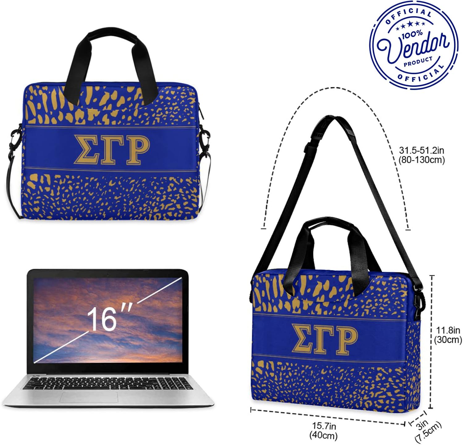 Sigma Gamma Rho Official Vendor - Laptop Bag or Tablet Case - Greek Letters - SGRho - Sorority Paraphernalia