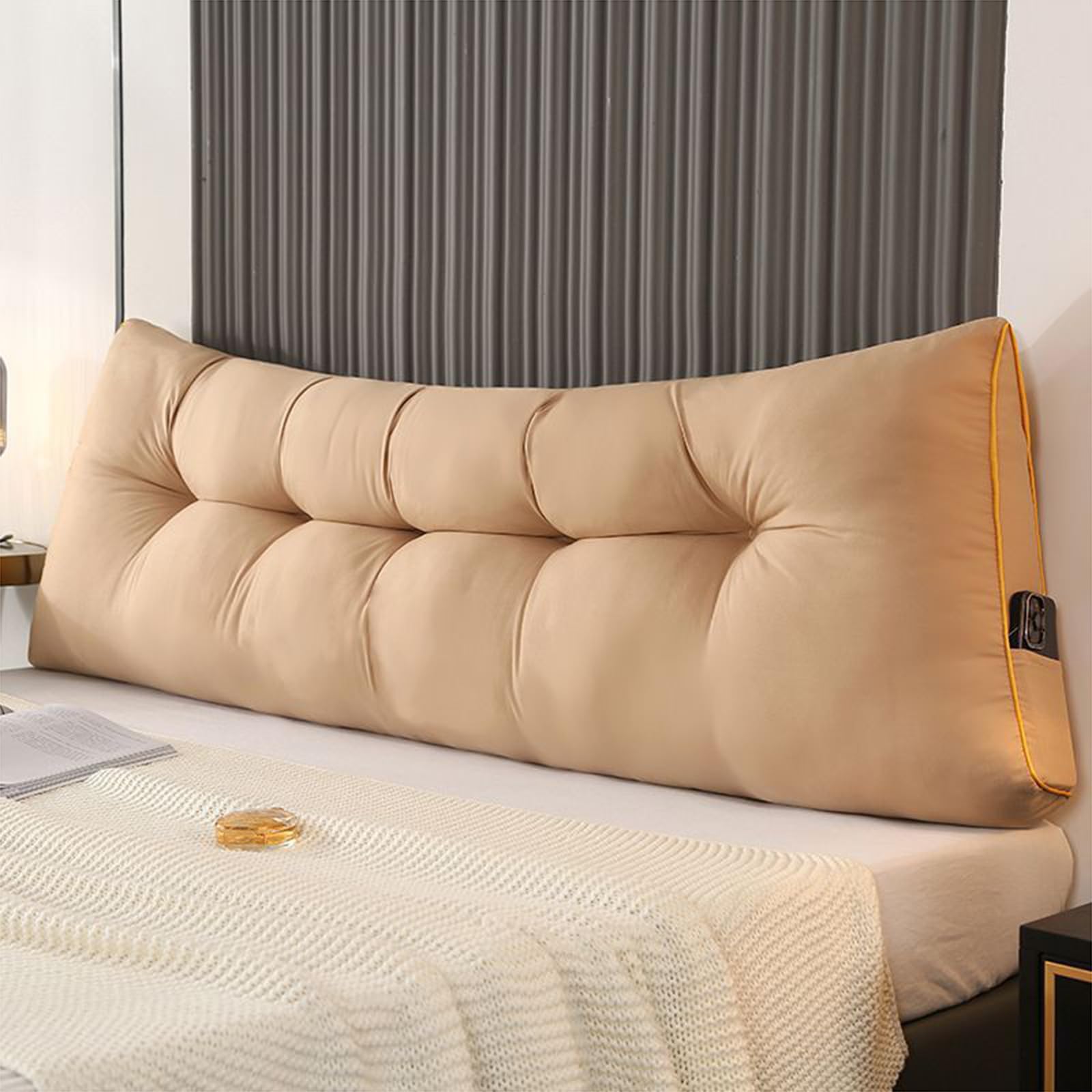 D,180cm*50 * 15cm, Backrest Cushion Bed Reading Pillow Double Bedside Pillow Large Tatami Bolster Cushion Triangular Wedge Headboard Cushion for Bedroom Couch Rest Reading Pillow