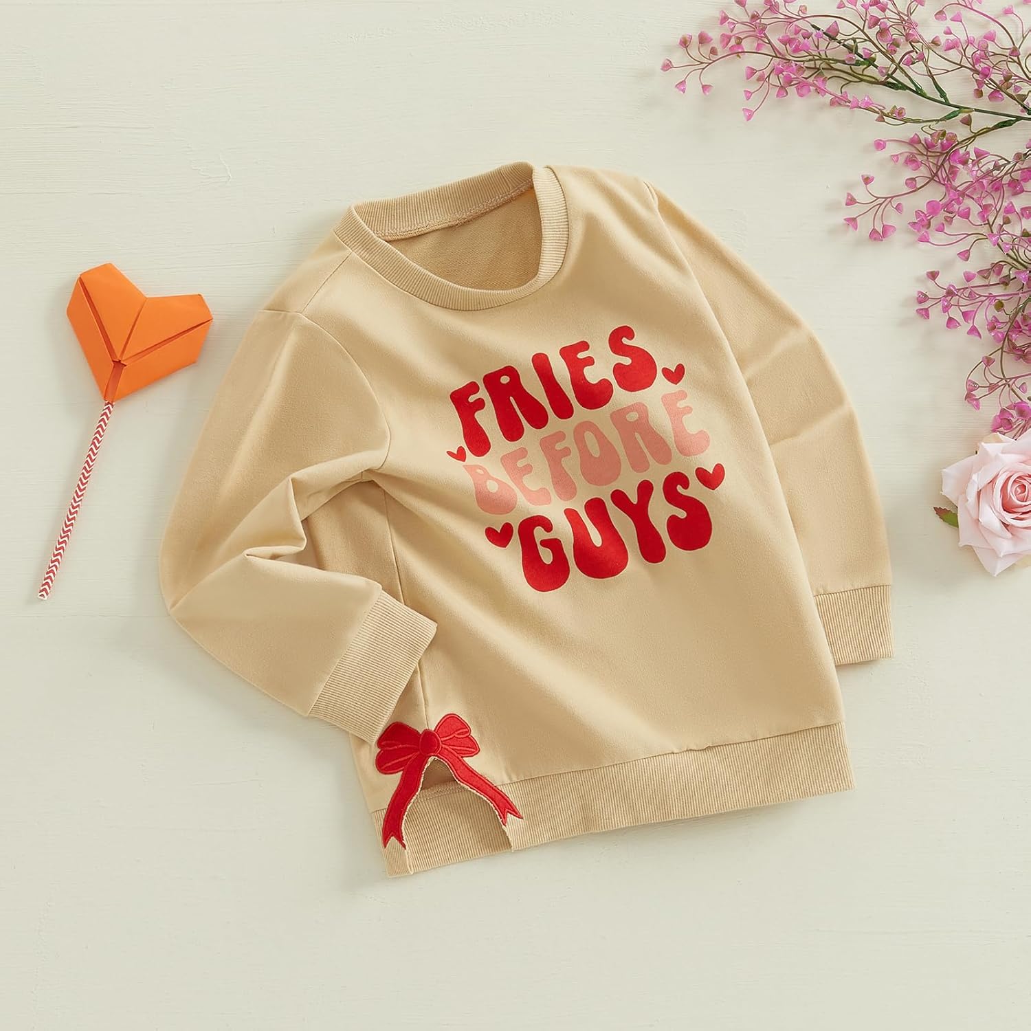 Lesimsam Toddler Baby Boy Girl Valentines Outfit Crewneck Sweatshirt Letter Print Long Sleeve Pullover T-Shirt Tops - Image 3