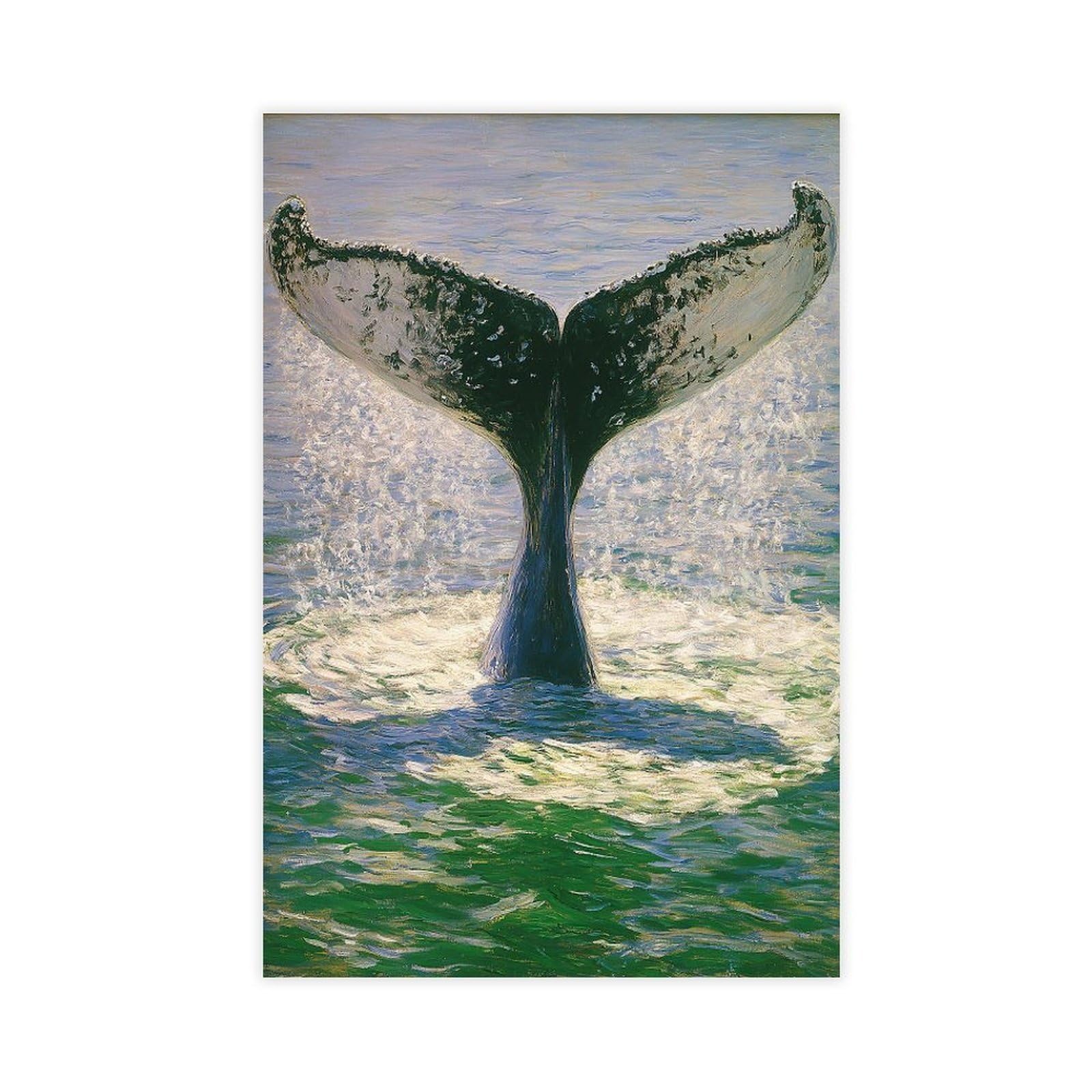 Jfecth Unframe-Style Whale Tail Above Water Poster Canvas Poster For Bedroom Decor Gift