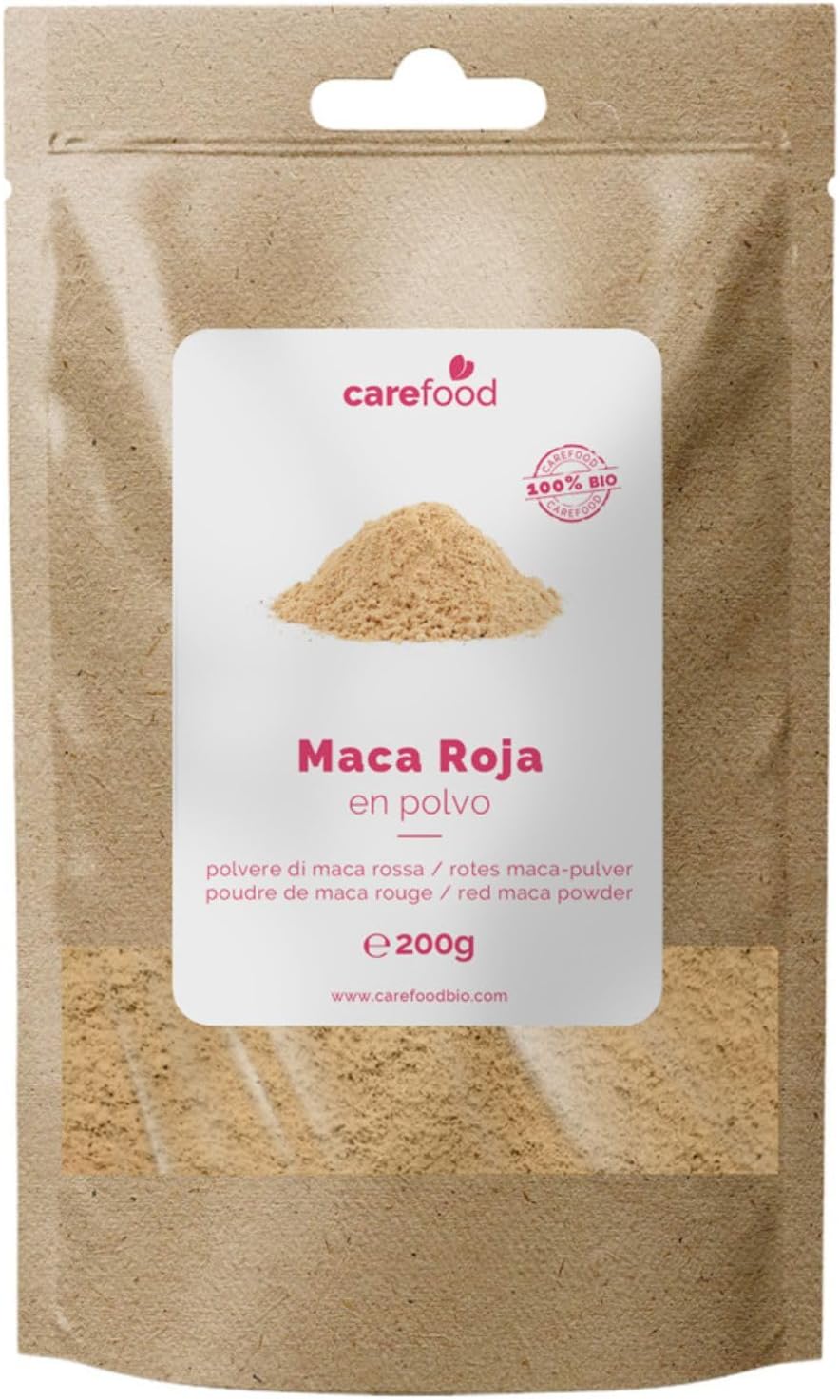 Organic Red Maca Powder 200g – 100% Organic Superfood Suitable for Vegans – Natural Superfood Ideal for Smoothies and Juices Rich in Nutrients
