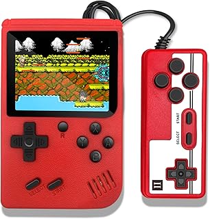 EAR PADZ Handheld Game Console, 400 Classic FC Games, Retro Mini Handheld Game Console with 3.0-Inches Color Screen, 1020mAh Rechargeable Battery Support for Connecting TV & Two Players (Red)