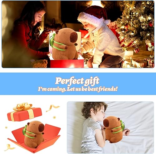 Miniatura 6 de Emoin Capybara - Juguete de peluche con almohada de 9 pulgadas con bolsa de tortuga, bonito peluche Capybara de animales de peluche, color marrón