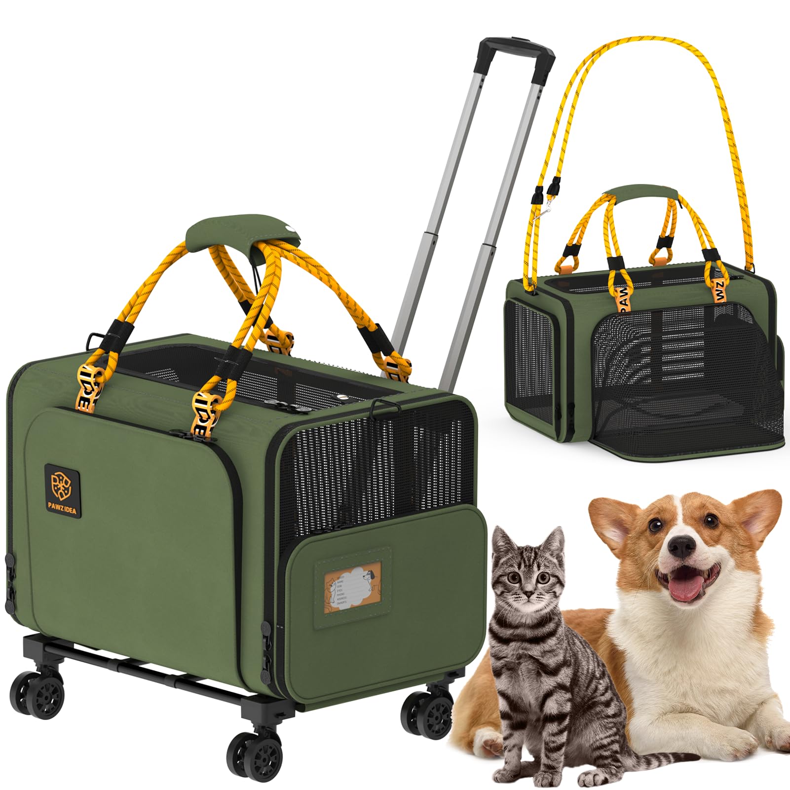 Sac de transport à roulettes pour animal robuste vert XL