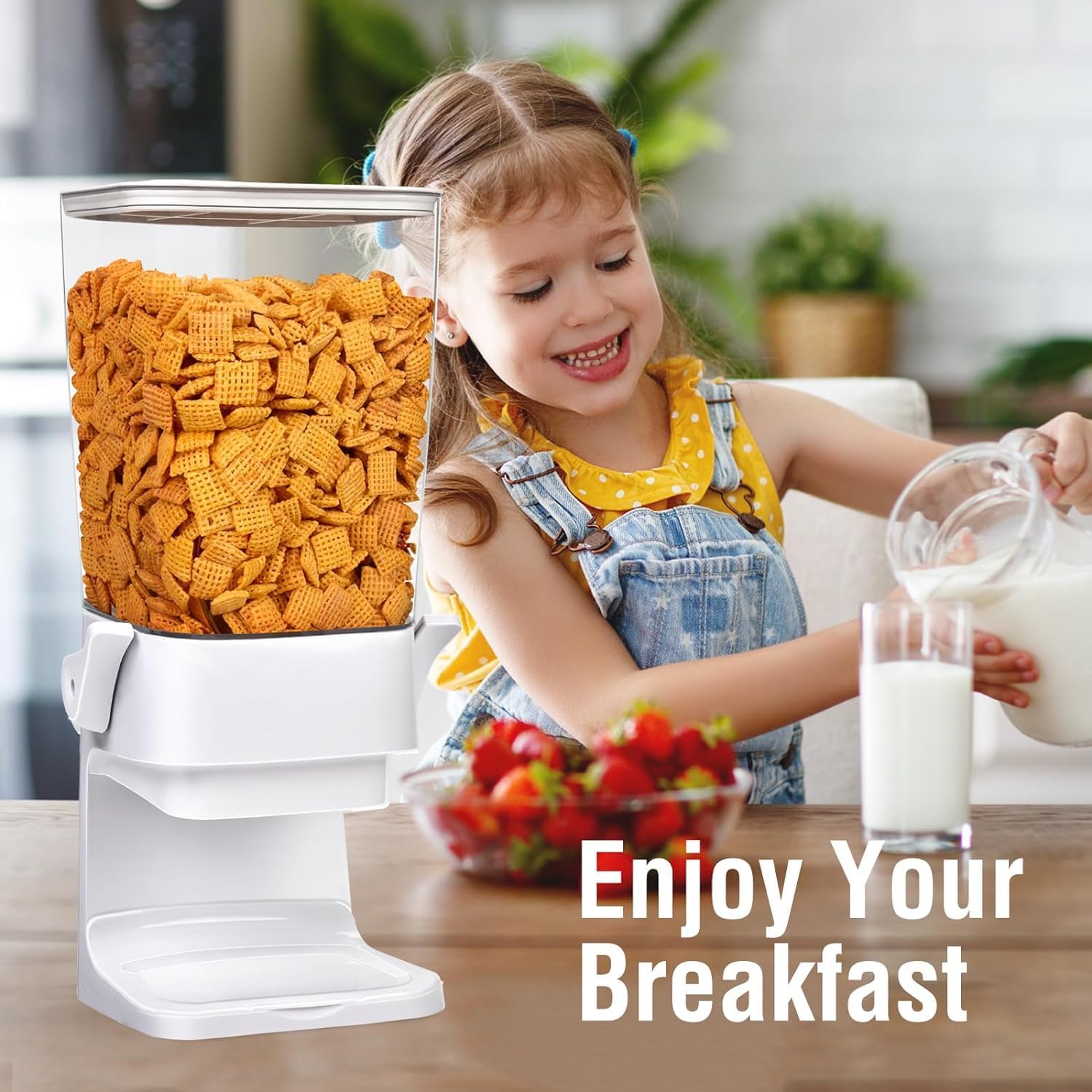 cereal dispenser countertop 3pcs,5.5l cereal containers storage dispenser for pantry,dry food storage rice containers,candy dispenser,snack organizer machine for grains, nuts,oatmeal, pet food white white & 3pcs