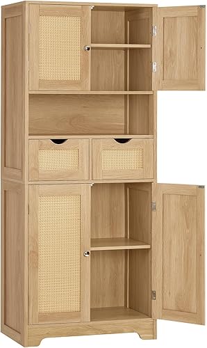 Miniatura 13 de Iwell Armario de almacenamiento con puertas y estantes, armario de despensa de cocina, gabinetes de baño para sala de estar, cocina, lavandería,