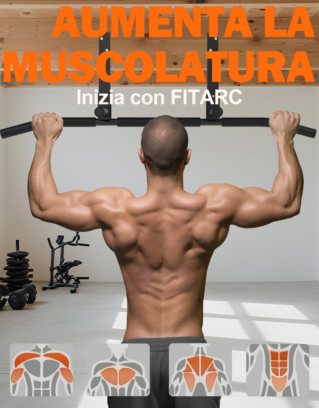 Fitarc Joist Mount Pull Up Bar, Chin Up Bar Ceiling Mount, Heavy Duty, Workout for Home Gym