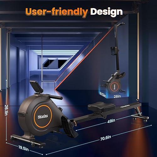 Miniatura 9 de Niceday Rowing Machine, Magnetic & Hydraulic Rower Machine with 16 Resistance Levels, 350LBS Loading Capacity