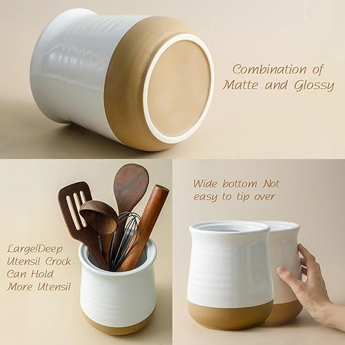 Miniatura 5 de Hasense Soporte grande para utensilios de cocina, soporte para utensilios de cocina blanco para encimera de cocina, organizador de utensilios de