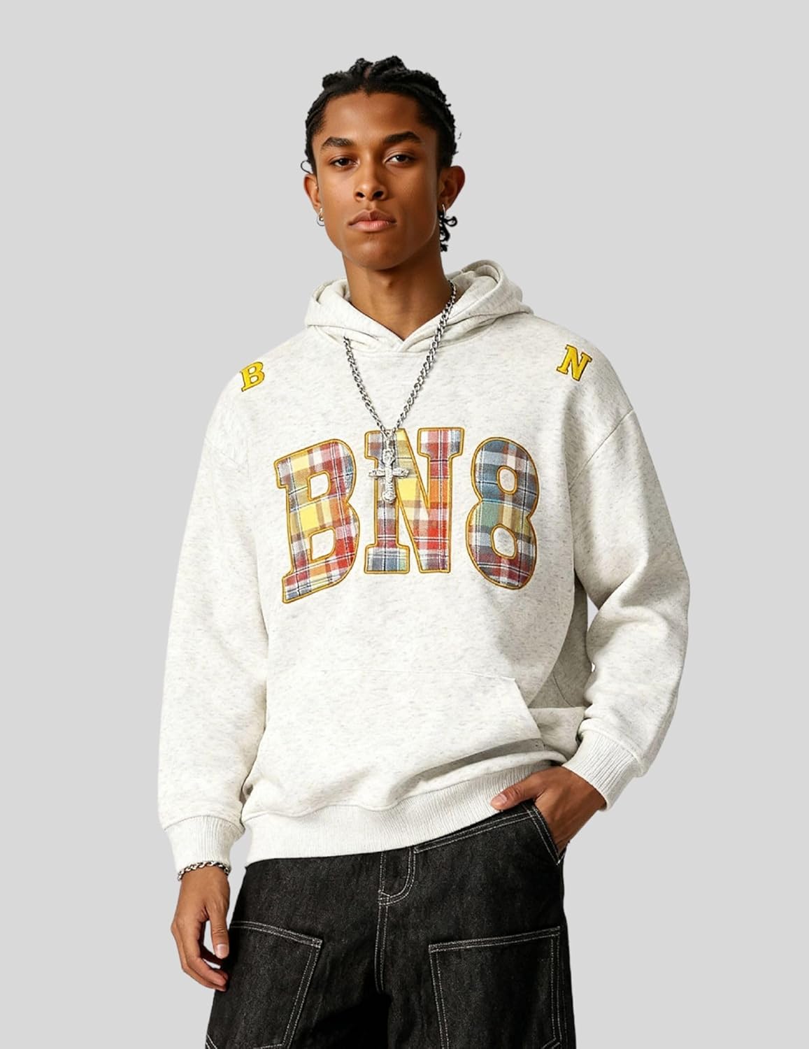 Vamtac Mens Oversized Hoodie Graphic Fall Hoodies Plaid Y2K Casual Vintage Hoodied Pullover Sweatshirts - Image 3