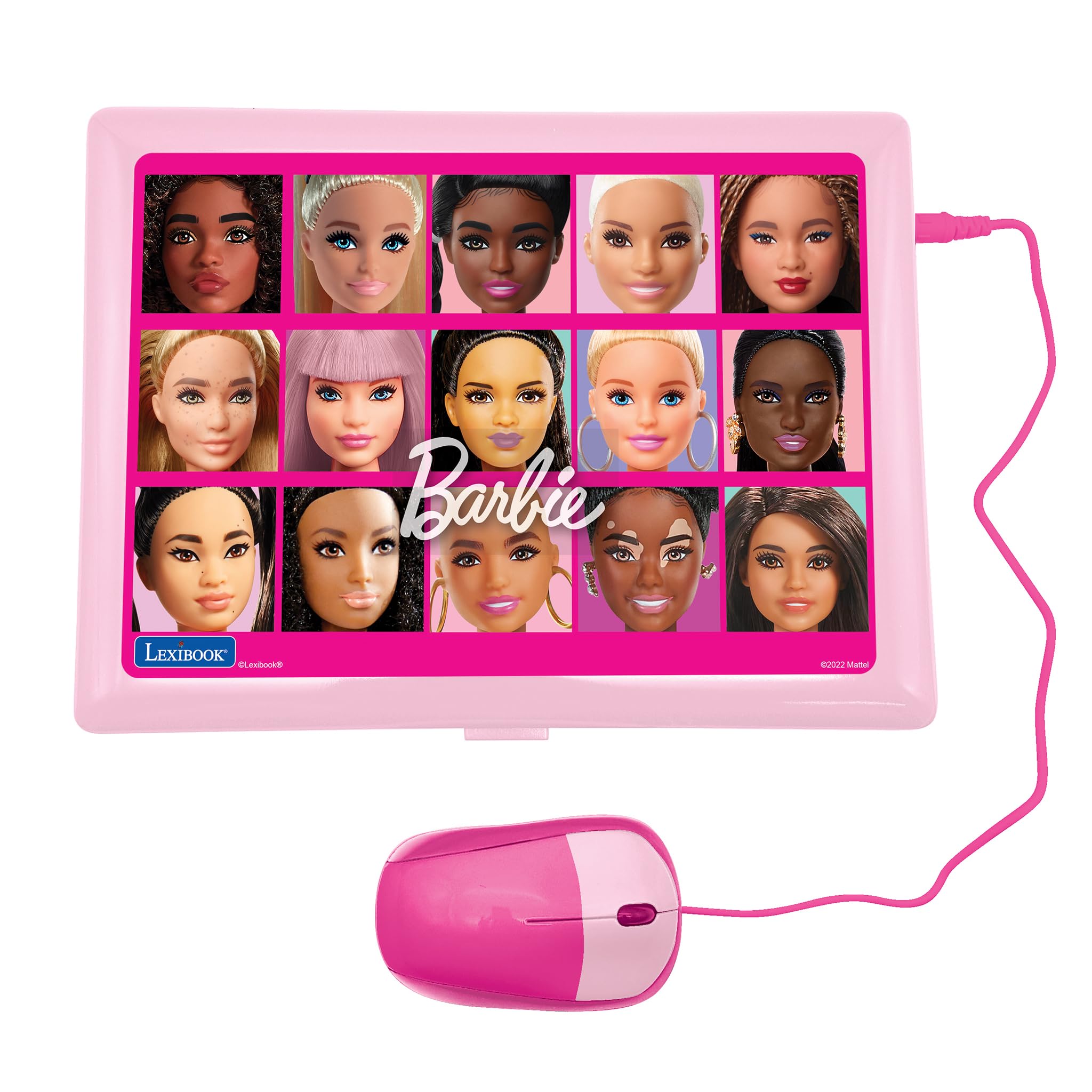 LEXIBOOK, Barbie, Portátil Bilingüe y Educativo ESPAÑOL/INGLÉS, Juguete para Niños, 170 Actividades para Aprender, Jugar y Música, Pantalla Grande, Rosa, JC599BBi2
