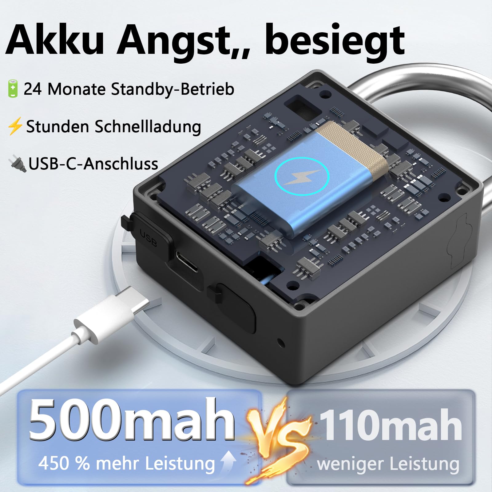 Eseesmart Candado de huellas dactilares con código numérico, 8 mm, doble gancho, IP67, resistente al agua, cerradura de seguridad inteligente con llave Bluetooth para vallas exteriores, puertas de