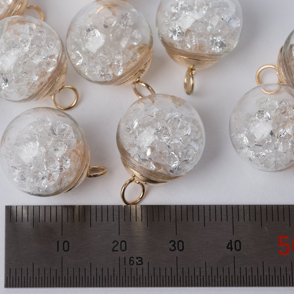 Amazon.co.jp: カン付きビーズ 16mm ガラスドームビーズ 10個 キラキラ  