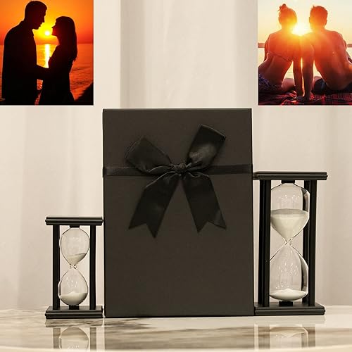 Miniatura 6 de Temporizadores de arena de reloj de arena de 60 minutos, temporizador de arena grande para regalo, vidrio de arena decorativo de madera,