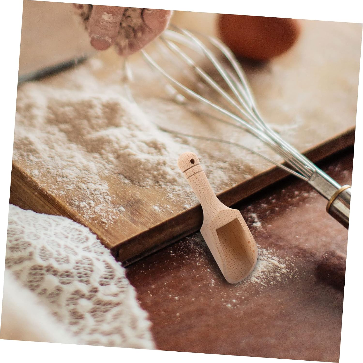 DECHOUS 4pcs Wooden Tea Scoop Natural Beechwood Tea Spoons for Salt and Spices for Houses Restaurants and Home Use Rustic Kitchen Utensils