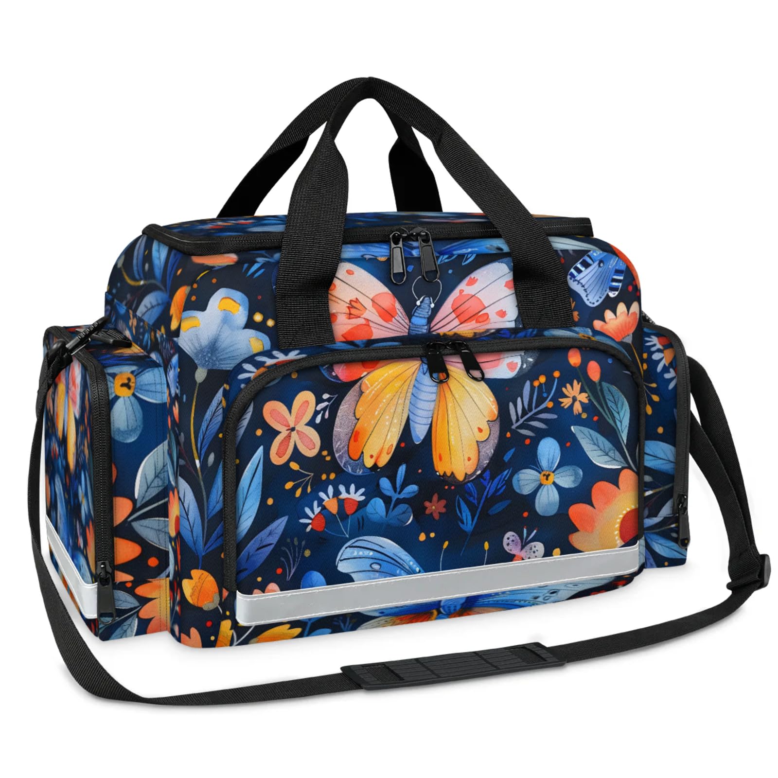 GzLeyigou First Aid Bags Empty, Frolicsome Butterfly Emergency Bag First Aid Kit Multiple Compartment Kit Carrier On Call Trauma Bag For Paramedics Emergency Medical Supplies Kit