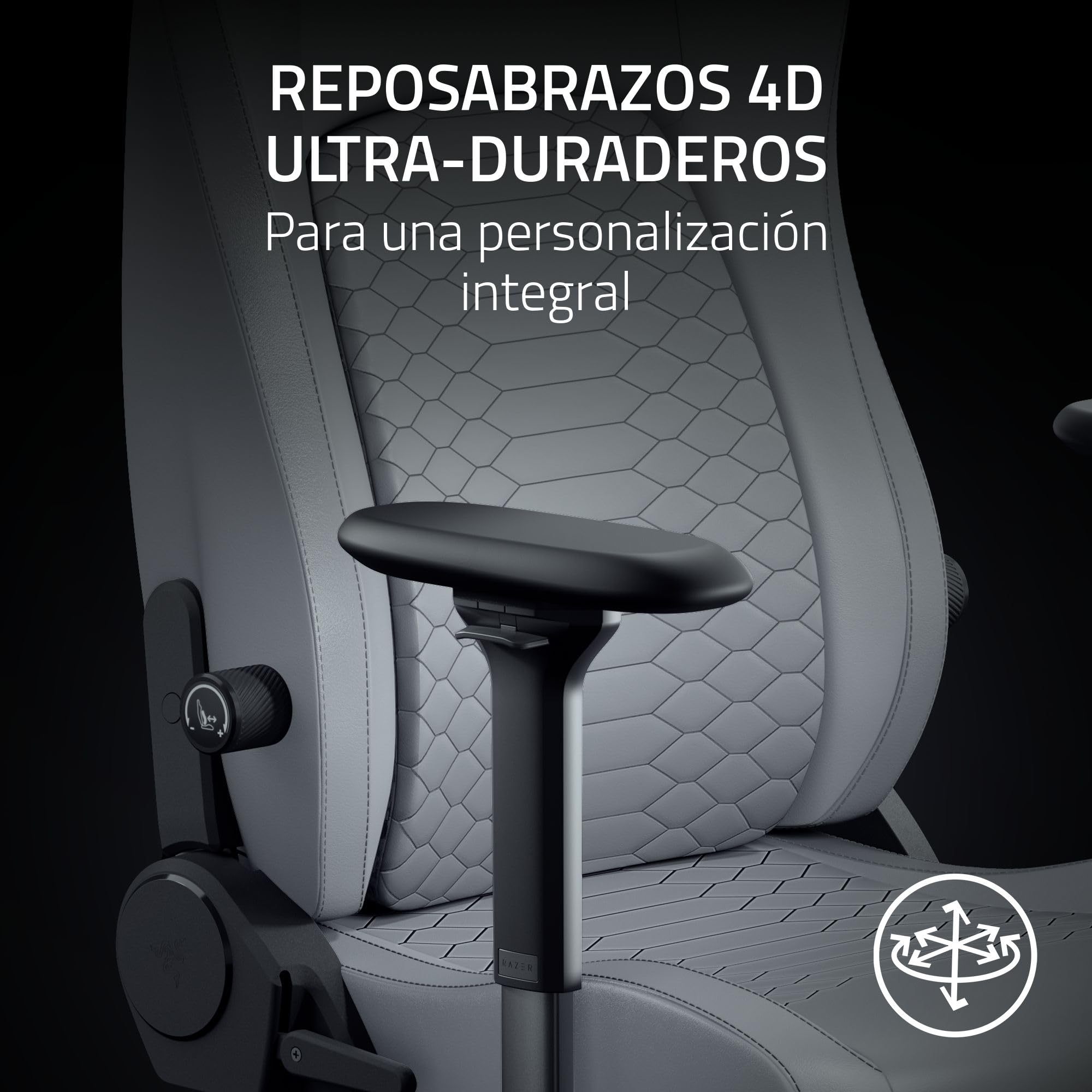 Razer Iskur V2 NewGen - Silla Gamer ergonómica con Comodidad Transpirable Cuero EPU 2.ª generación con tecnología Cooltouch - Sistema de Soporte Lumbar Hyperflex | Gris